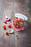 Glass Round storage dish with lid 1,1L