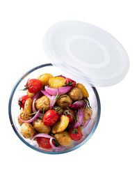 Glass Round storage dish with lid 1,1L