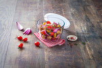 Glass Round storage dish with lid 1,1L