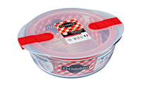 Glass Round storage dish with steam valves