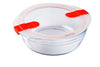 Glass Round storage dish with steam valves