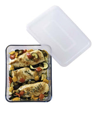 Glass Rectangular storage dish with lid 0,8L