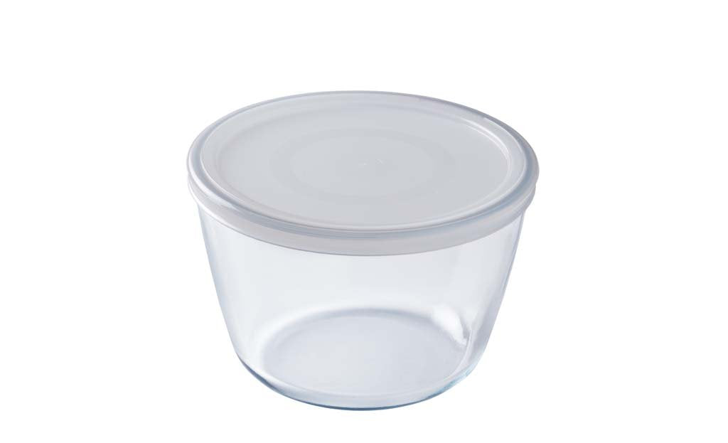 Glass Round storage dish with lid 1,6L